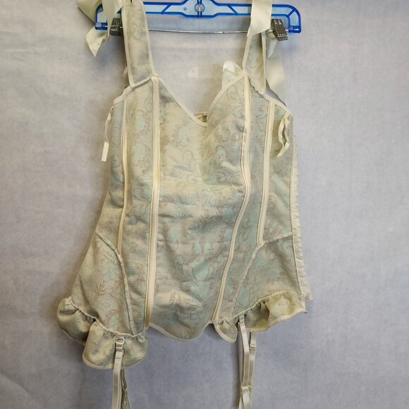 Fredericks of Hollywood Corset Bustier SZ Large Lace Up Jacquard Steampunk Fairy - Picture 11 of 16